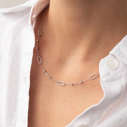 Колье - цепочка "Шарики" в белом золоте кол02255 №3