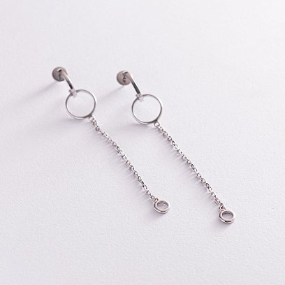 Серебряные серьги "Круговорот с цепочками" 4884 №4