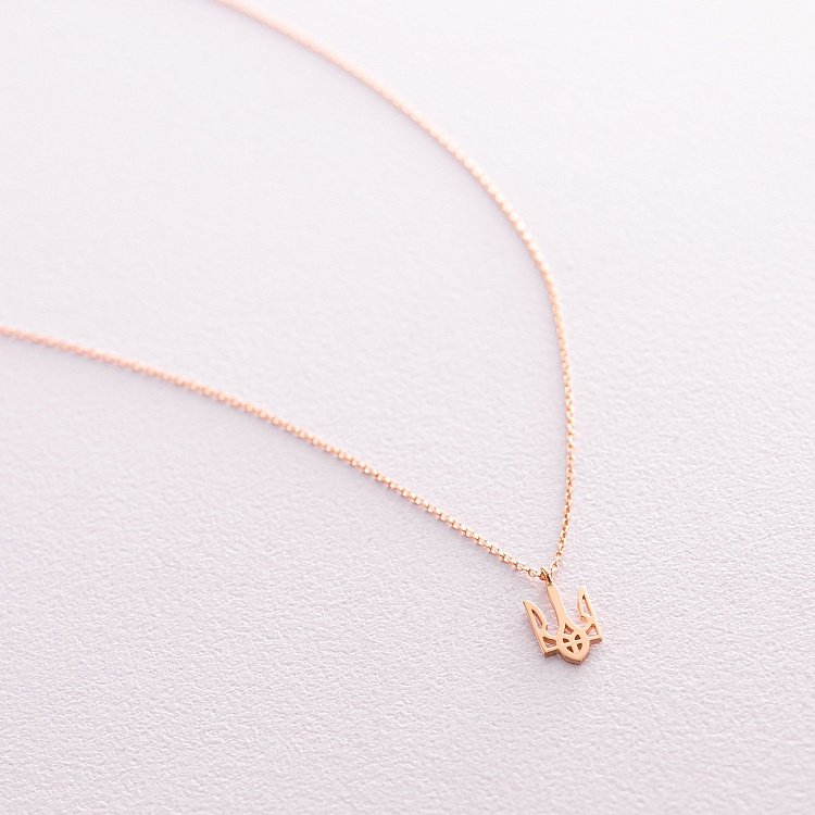 Кольє "Герб України - Тризуб" в червоному золоті (маленький) кол02335 від ювелірного магазину Онікс