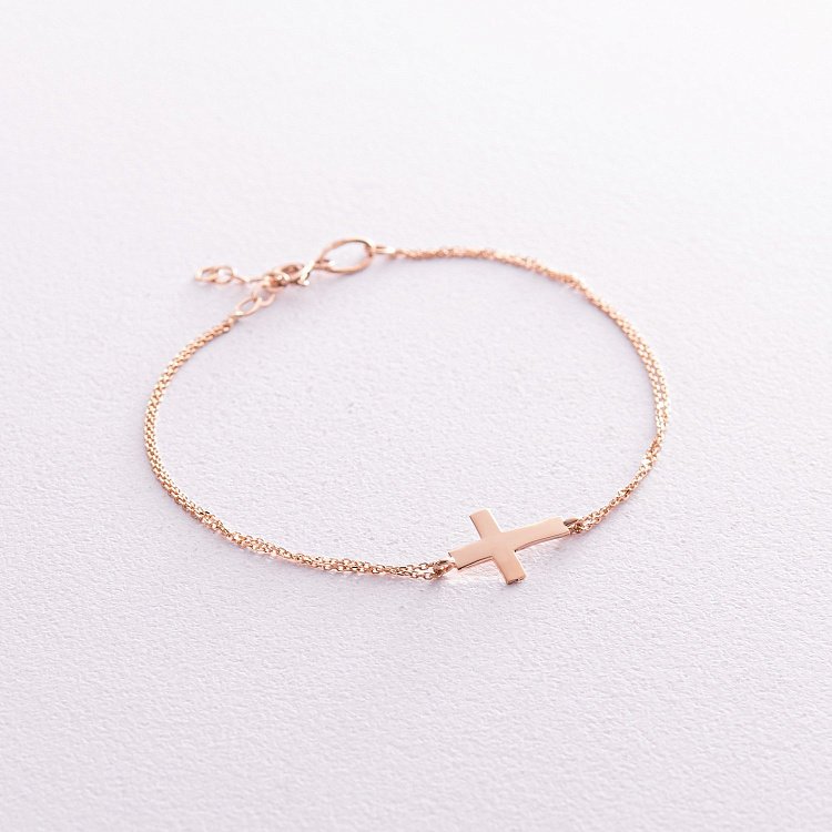 Золотий браслет з хрестиком б02947 від ювелірного магазину Онікс