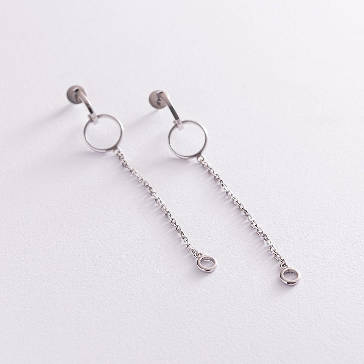 Серебряные серьги "Круговорот с цепочками" 4884 от ювелирного магазина Оникс - 3