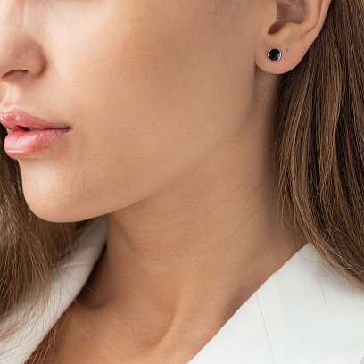 Серебряные серьги-пусеты (эмаль) 122358 №3