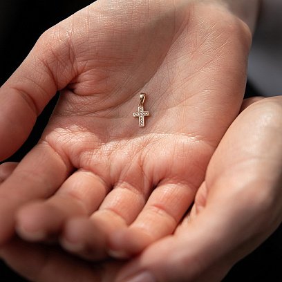 Золотий дитячий хрестик (фіаніт) п03284 №2