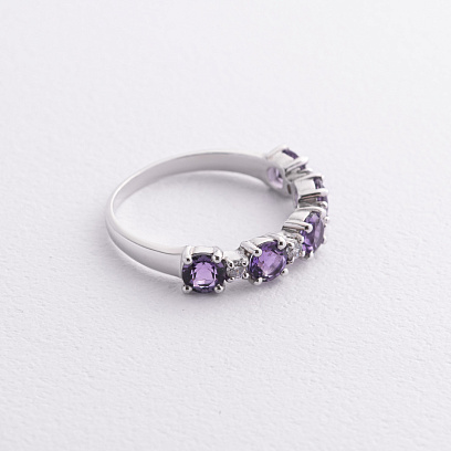 Серебряное кольцо с аметистом и фианитами 1844/1p-AMET №2