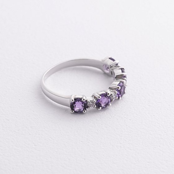 Серебряное кольцо с аметистом и фианитами 1844/1p-AMET №3