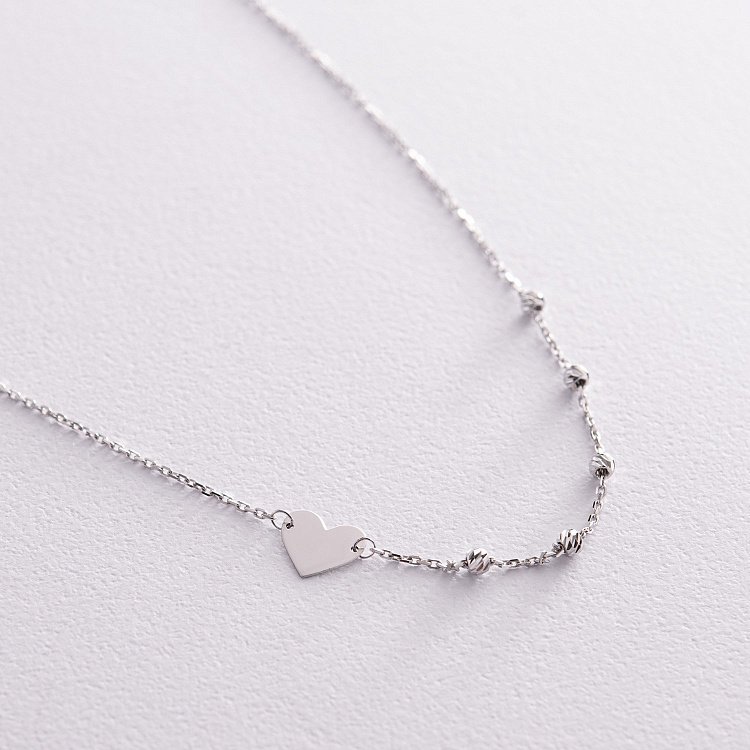 Колье "Сердечко" в белом золоте кол02352 от ювелирного магазина Оникс