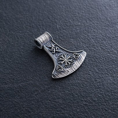 Срібний кулон - сокира "Шолом жаху" 7044
