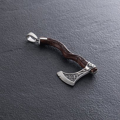 Срібний кулон "Сокира" з деревом 7046топ №5
