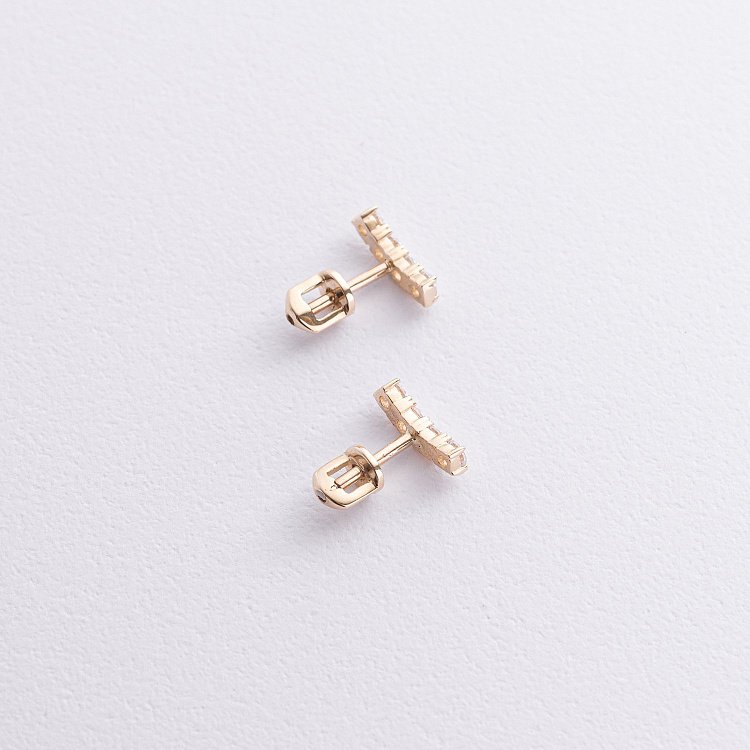 Сережки - пусети "Lora" з фіанітами (жовте золото) с09098 від ювелірного магазину Онікс - 2