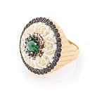 Золотое кольцо с фианитами и эмалью к04106 от ювелирного магазина Оникс