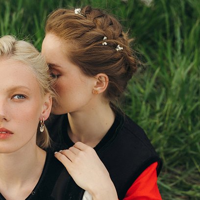 Асиметричні золоті сережки "Герб України - Тризуб" с07949 №6