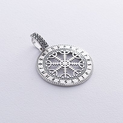 Серебряный кулон "Шлем ужаса с рунами" 984 №6