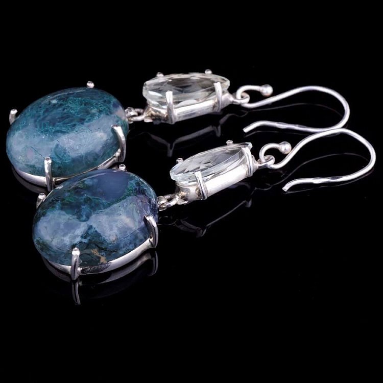 Серьги (агат, кварц) 121326 от ювелирного магазина Оникс - 1