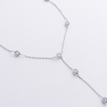 Серебряное колье - галстук с фианитами 908-01592