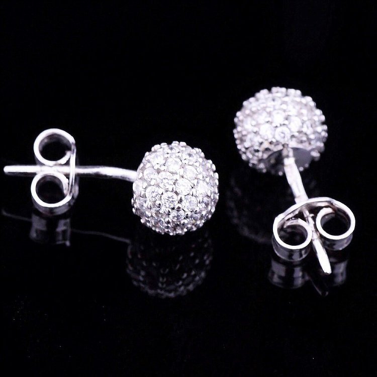 Золоті сережки пусети "Кульки" з фіанітами с01644 від ювелірного магазину Онікс