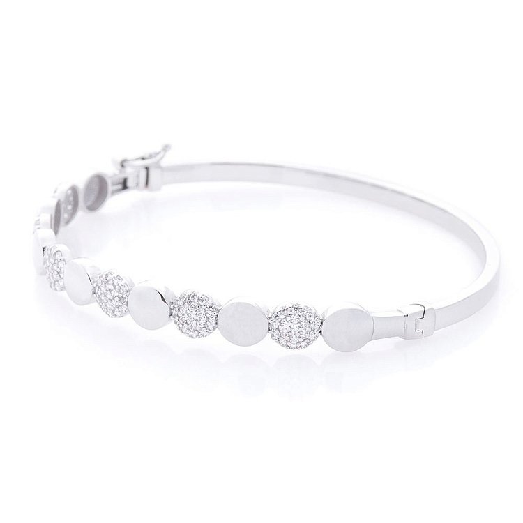 Жорсткий золотий браслет (фіаніти) б03935 від ювелірного магазину Онікс - 1