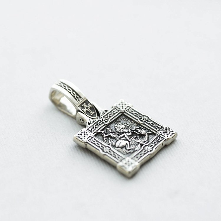 Серебряная подвеска "Георгий Победоносец" 132368 от ювелирного магазина Оникс - 2