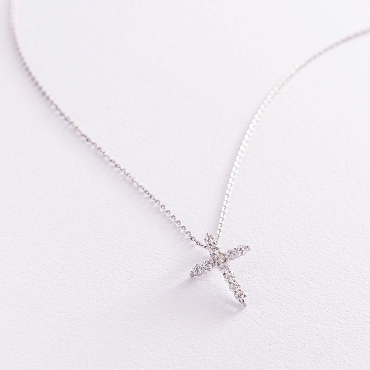 Золотое колье "Крестик" с бриллиантами 104-10041 от ювелирного магазина Оникс