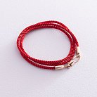 Шелковый красный шнурок с гладкой золотой застежкой (2мм) кол00866 от ювелирного магазина Оникс