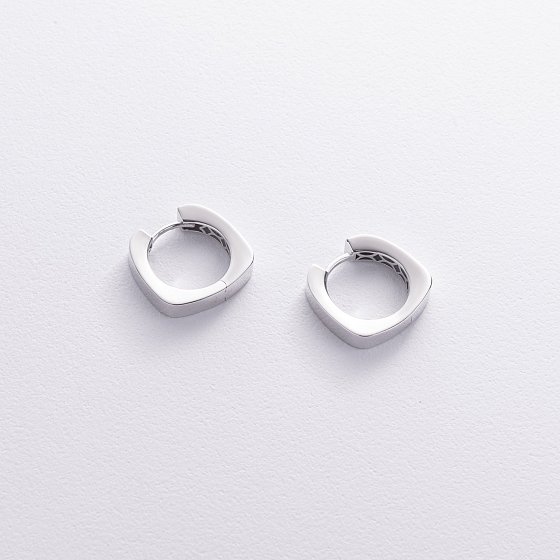 Серьги - кольца "Nora" в белом золоте с09019 №3