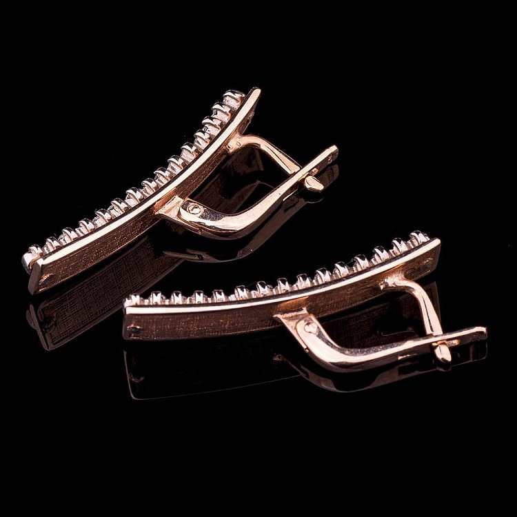 Сережки смужки (фіаніти) с01632 від ювелірного магазину Онікс - 2