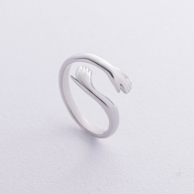 Каблучка "Обійми" в білому золоті к08028 від ювелірного магазину Онікс