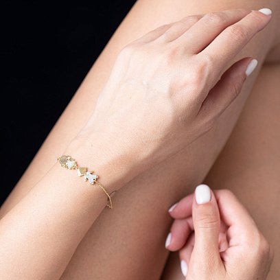 Золотий браслет "Хлопчик і дівчинка" (фіаніт) б04105 №2