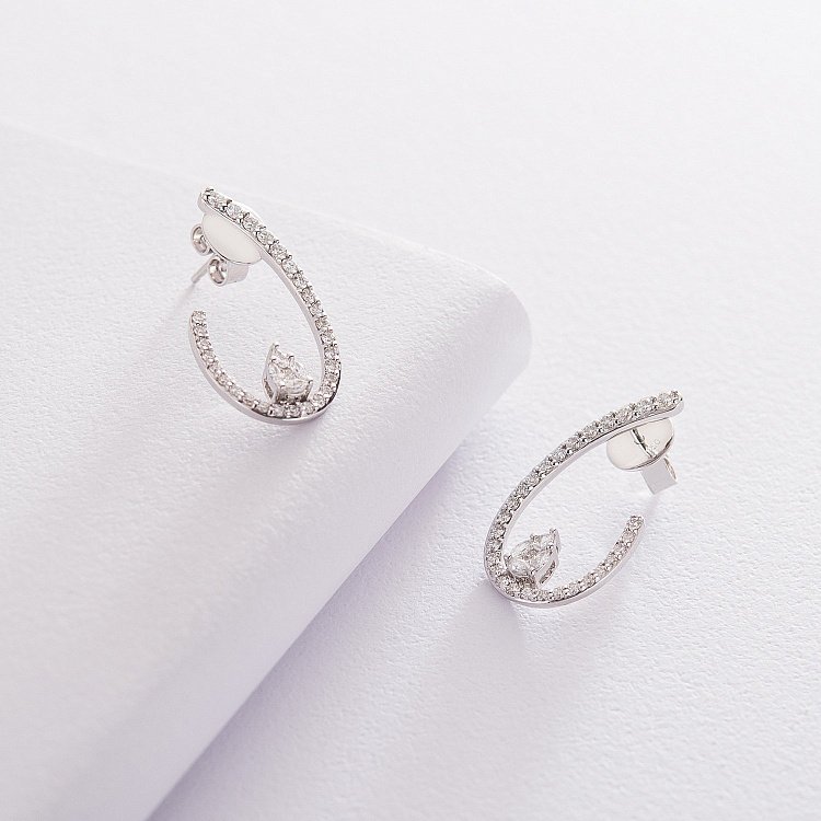 Золоті сережки - пусети з діамантами сб0315di від ювелірного магазину Онікс - 1