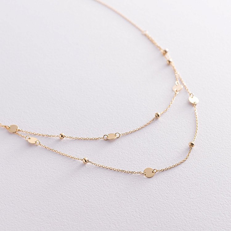 Колье с монетками в желтом золоте 860402М от ювелирного магазина Оникс