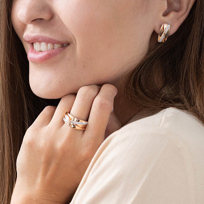 Золотые серьги с фианитами с04610 №2