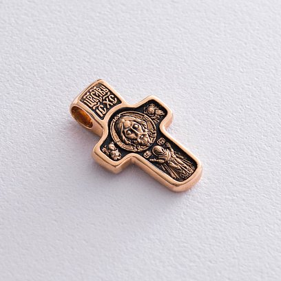 Золотой крест "Спас Нерукотворный. Святитель Николай Чудотворец" п02281