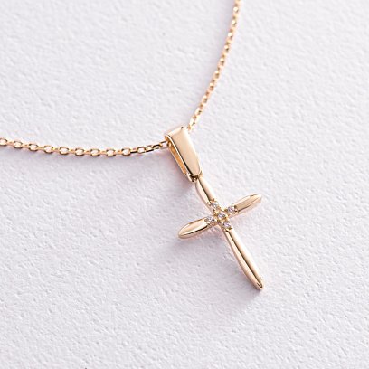 Золоте кольє "Хрестик" з фіанітами кол02193 №4