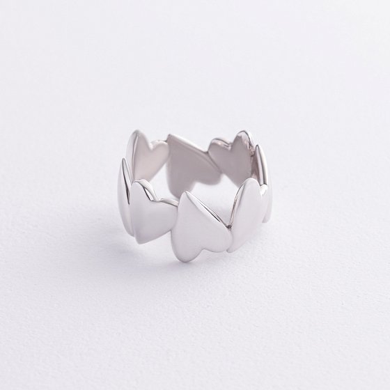 Серебряное кольцо "Сердечки" 7255 №2