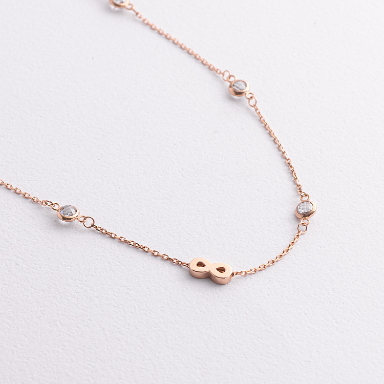 Золотий браслет на ногу "Нескінченність" (фіаніти) б05736 від ювелірного магазину Онікс - 1