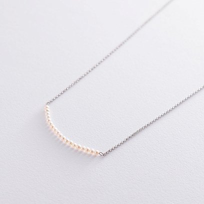 Серебряное колье "Нежность" (жемчуг) 181013