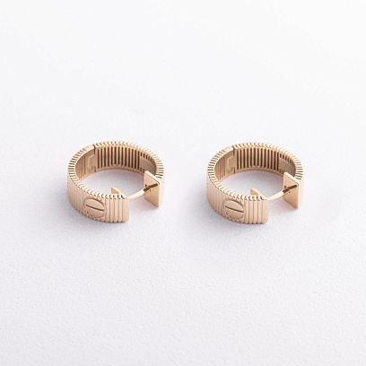 Серьги - кольца "Love" в желтом золоте с09678 №2