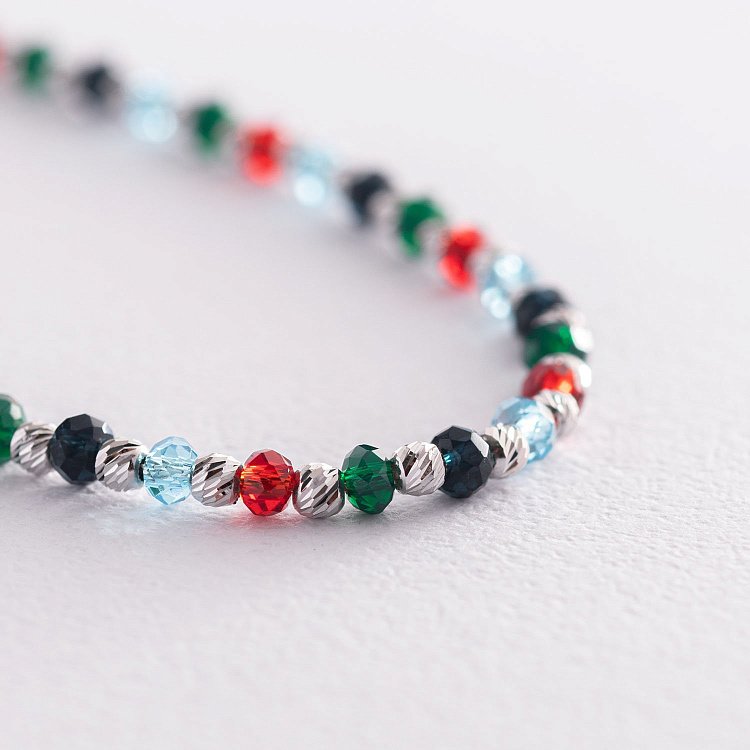 Серебряное колье (разноцветные фианиты) 181008 от ювелирного магазина Оникс - 3