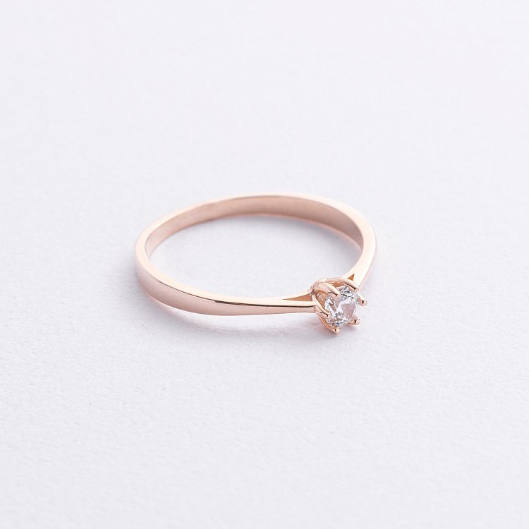 Заручальна золота каблучка з фіанітом к08229 від ювелірного магазину Онікс - 1