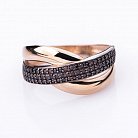 Золотое кольцо с коричневыми фианитами к04973 от ювелирного магазина Оникс - 2