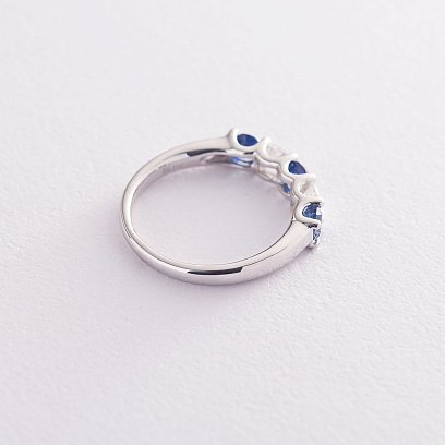 Золотое кольцо (сапфир, бриллиант) кб0207mi №3