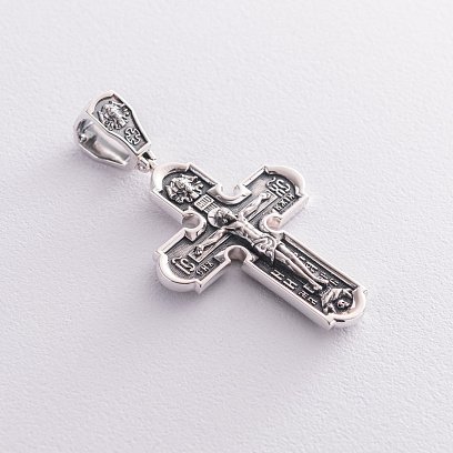 Православний хрест з чорнінням "Розп'яття Христове. Ікона Божої Матері" 133094 №2