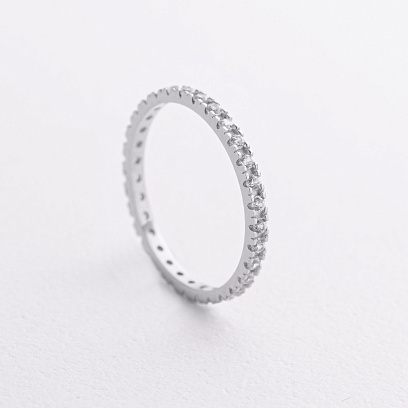 Каблучка з доріжкою каменів в білому золоті к08276
