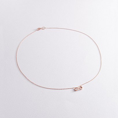 Золотое колье "Бесконечность" с фианитом кол01997