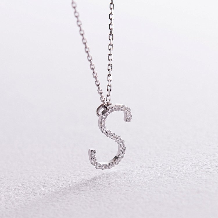 Золотое колье с буквой "S" с бриллиантами 133601121 от ювелирного магазина Оникс - 7