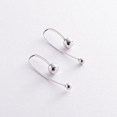 Сережки "Натхнення" з кульками (біле золото) с08370