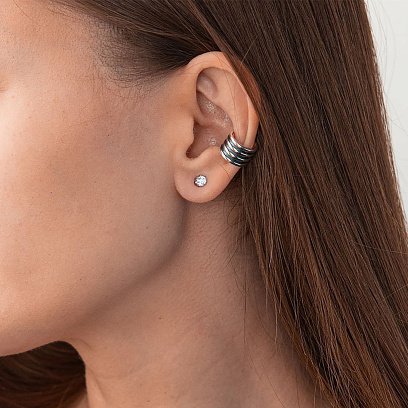 Серебряная серьга - каффа "Линии" 123107