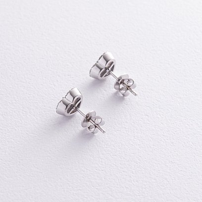 Золоті сережки - пусети "Сердечки" з діамантами сб0479z №5