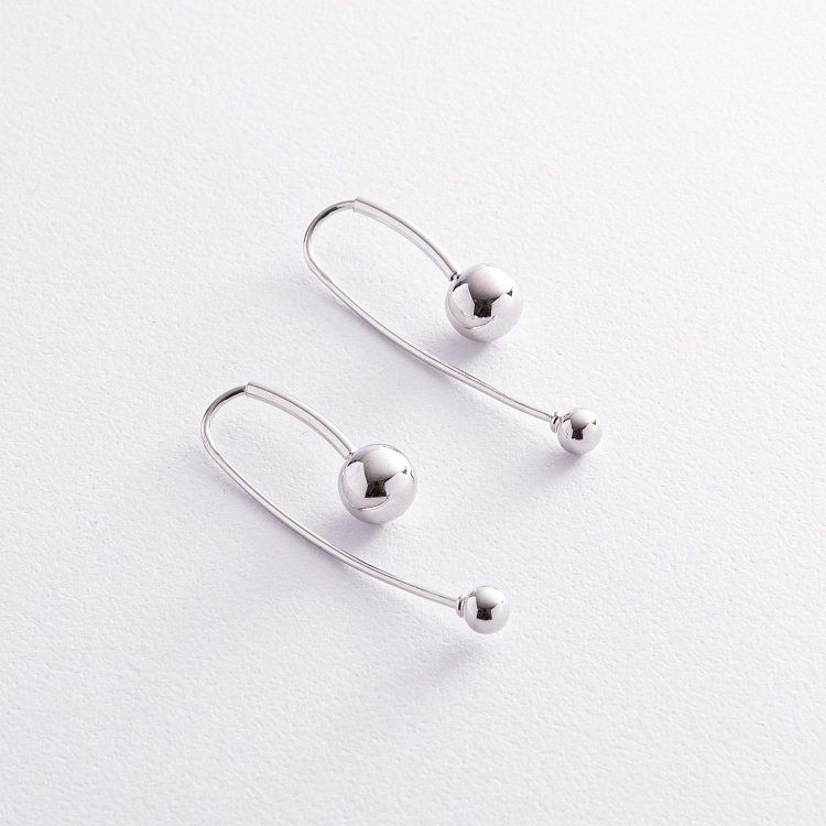 Сережки "Натхнення" з кульками (біле золото) с08370 від ювелірного магазину Онікс