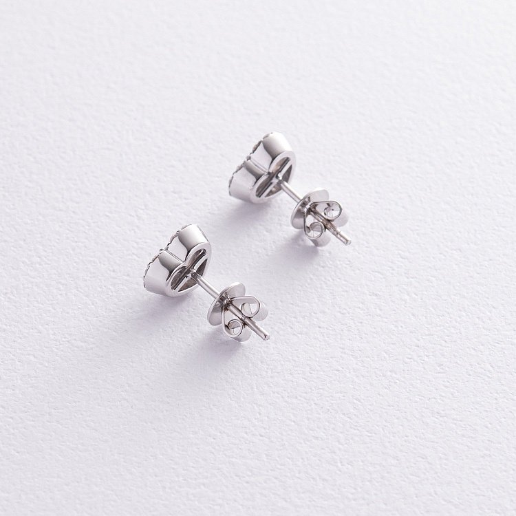 Золоті сережки - пусети "Сердечки" з діамантами сб0479z від ювелірного магазину Онікс - 4