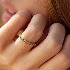Кольцо с дорожкой голубых и желтых камней (желтое золото) 815ж от ювелирного магазина Оникс - 3